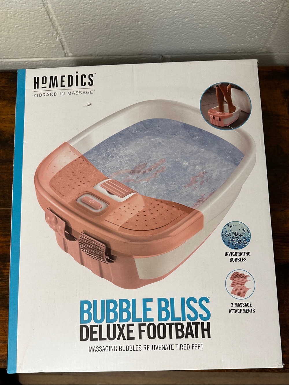 Homedics Bubble Bliss Deluxe Footbath in Pink and White
